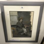 A framed & glazed watercolour 'Sarah's hat' by P. Kabroc.