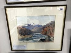 A framed & glazed watercolour 'Scottish river in spate' John Kidd Maxton, 1878 - 1942.