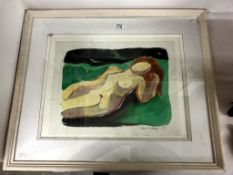 Breon O'casey (1928 - 2011) Gouache painting of nude,