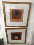 A matching pair of abstract prints untitled I & II by Roy Speltz, signed.