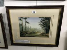 A framed & glazed original watercolour 'landscape with Falcon' by Terry Goodison.