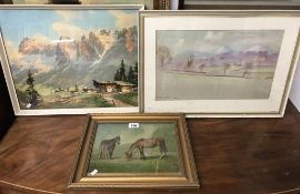 A framed & glazed pastel landscape signed R.M.