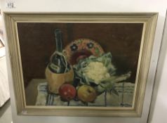 An Adrian Mitchell 20th century table top still life signed & framed.