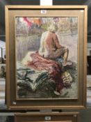 A framed 1970 British school oil on board entitled 'Life class - the slade' of a nude model in the