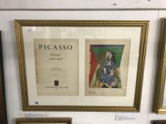A framed & glazed 1946 edition print 'femme assise' by Pablo Picasso signed in pencil.