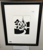 A framed & glazed limited edition screen print 10/150 'St Mary's Church' Tenby by Ian Mcdonald.