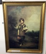 A gilt framed print 'cottage girl with dog & pitcher' after Thomas Gainsborough.