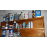 Shelves of paint etc.