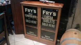 A cabinet with Fry's chocolate transfer.