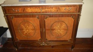 A marble topped inlaid sideboard