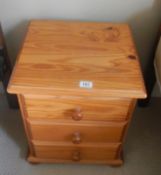 A pine 3 drawer bedside.