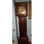 An oak long case 30 hour clock with brass dial marked Wm. Harris, Chippenham.