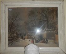 A framed and glazed winter scene.