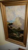 An oil on canvas Highland Stream signed F Kirkham (Image 30cm x 60cm,