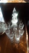Two decanters and collection of crystal glasses