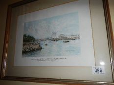 A framed and glazed print of Cutty Sark Tall Ships Race by R Standinsh Sweeney (image 27.