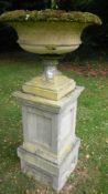 A large urn on plinth