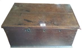 An early oak bible box with three locks.