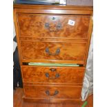 A two drawer furniture style filing cabinet with leather top