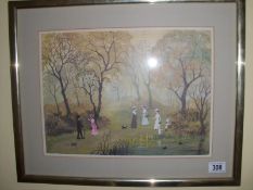 Edwardian Ladies in Park by Helen Bradley (image 37cm x 27cm)