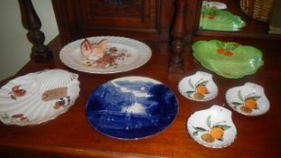 A mixed lot including Royal Worcester shell dishes, Royal Worcester men with chicks,