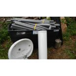 A large quantity of pipe lagging and sink unit