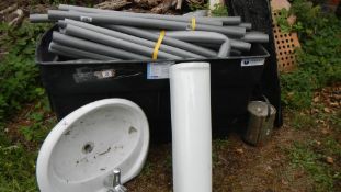 A large quantity of pipe lagging and sink unit