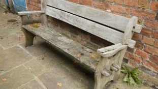 A wooden bench