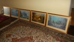 5 framed and glazed prints - seashore,