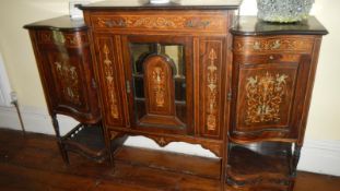 A rosewood marquetry inlaid Edwardian cabinet