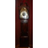 A mahogany long case clock with 8 bells.