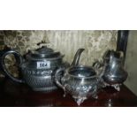 A 3 piece silver plated tea set.