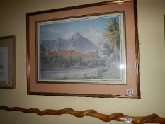 A framed and glazed signed limited edition print 74/310 Arabian Village by David Willis (image 55cm
