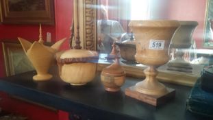 A collection of treen pots