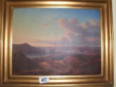 A 19th C oil on canvas Highland View with Shepherd and Sheep in gilt frame (image 35cm x 27cm)
