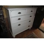 A painted 2 over 3 chest of drawers.