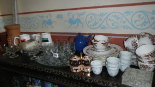 A mixed collection of china and glassware