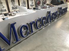 A Mercedes Benz main dealer illuminated sign. 2 letters damaged, untested. L19'9", H32".
