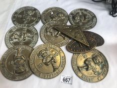A quantity of Lincolnshire steam and vintage rally brass plates.