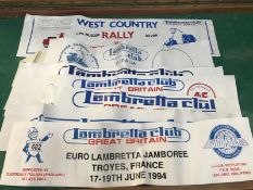 A quantity of Lambretta Club Great Britian 1990's Rally banners.