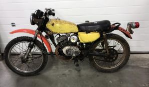 A 1980's Suzuki 175cc trials bike, no documents or registration number, not seized.