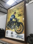 A large framed and glazed Mario Colombo moto storiche poster.