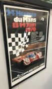 A 1970 framed and glazed poster 1970 Heures Du Mans.