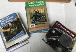 A box of motorcycle reference books including AJ's 7R. Manx Norton, Velocette etc.