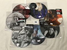 7 Lady Gaga picture discs, including 'Alejandro' and 'Bad Romance', all mint condition.