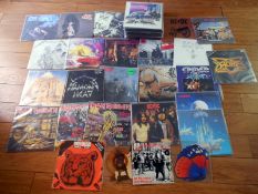Approximately 60 metal and heavy rock vinyl LP records