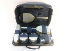 A Sterling Silver Mappin and Webb Cased Vanity Set, hallmarked London 1937.