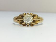 A 9ct gold ring set with a white stone. Ring size s and a half, total weight 3.07 grams.