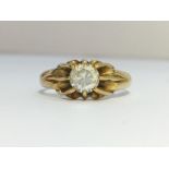 A 9ct gold ring set with a white stone. Ring size s and a half, total weight 3.07 grams.