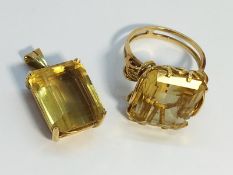A Citrine ring set in 9ct gold, citrine ETW 9.5 cts.